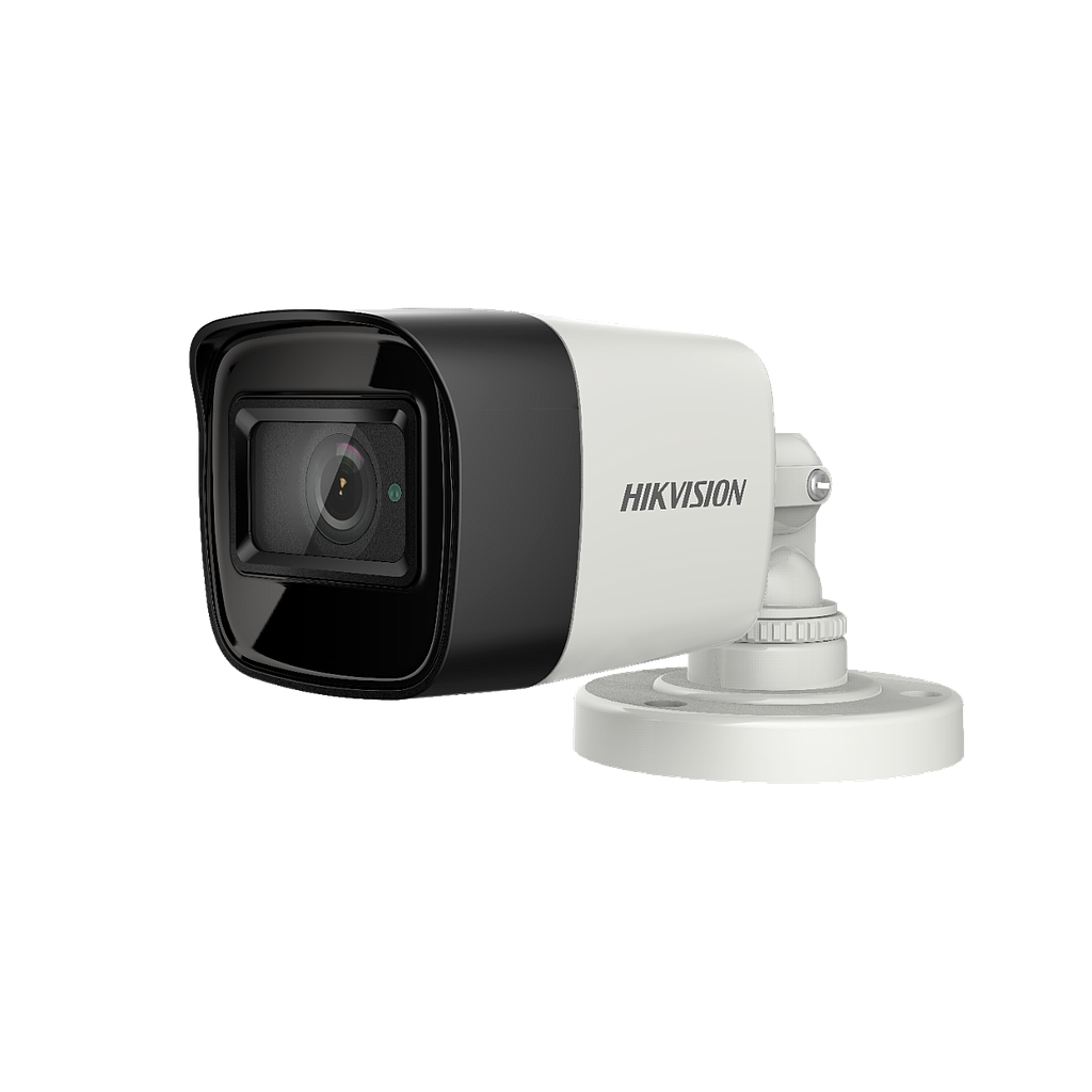 Cámara tipo Bala Turbo, resolución 8 Mpx (4K), lente fijo, IR exir de 30 mts, IP67, 4 híbrido (TVI, CVI, AHD, CVBS), marca Hikvision, plástica